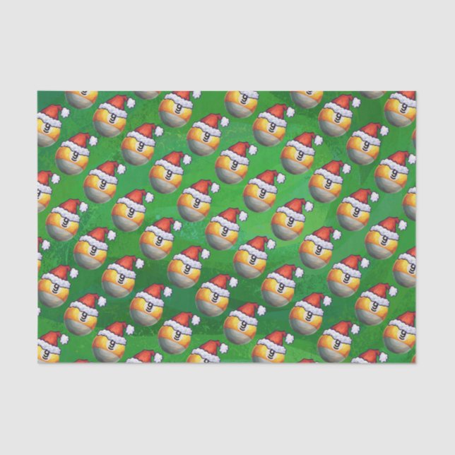 Papier Mousseline Motif de la boule Santa Hat Nine sur Vert (Recto)