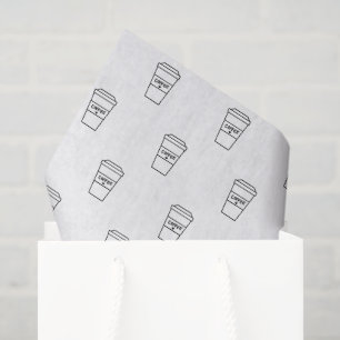 Papier Mousseline Motif de la coupe de café minimaliste noir et blan