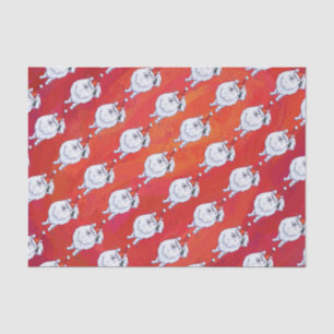 Papier Mousseline Motif de la Coupe Poméranienne Blanche Festive sur