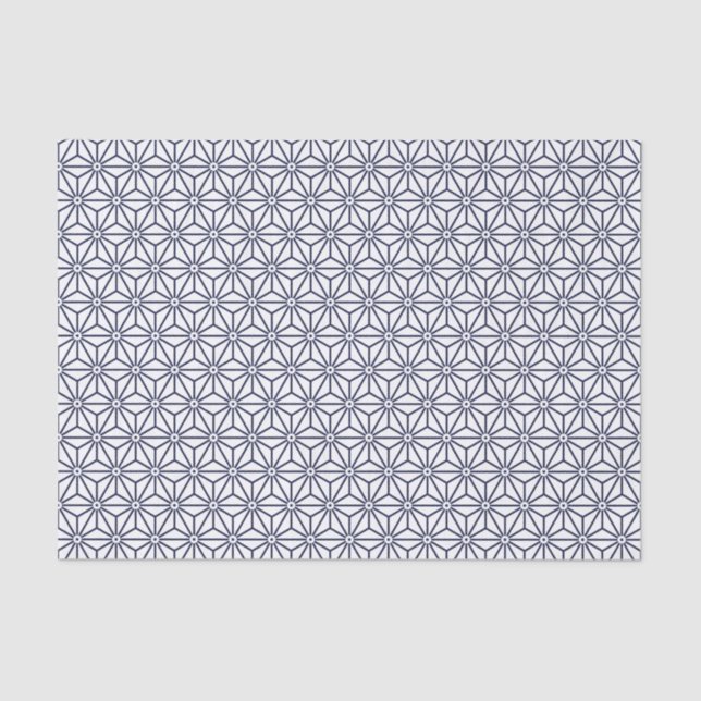 Papier Mousseline Motif de la marine orientale Blue Asanoha Japon (Recto)
