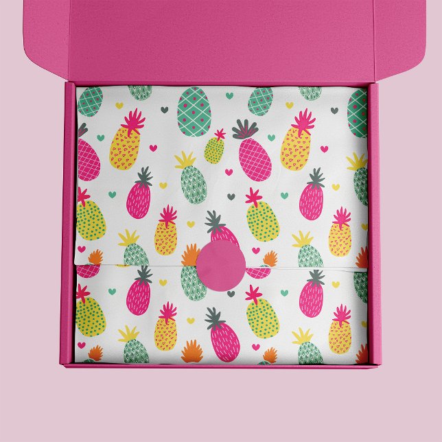 Papier Mousseline Motif de l'ananas d'été tropical (Pineapple fruit pattern tissue paper)