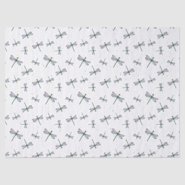 Papier Mousseline Motif de libellules aquarelle (Recto)
