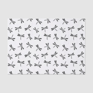 Papier Mousseline Motif de libellules japonais, noir et blanc