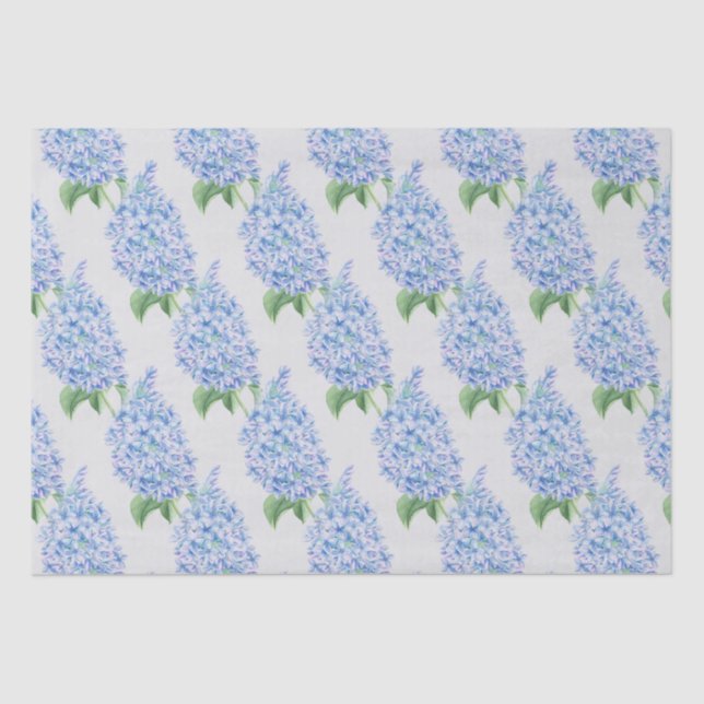 Papier Mousseline Motif de Lilacs bleu aquarelle (Recto)