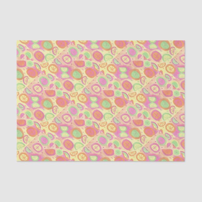 Papier Mousseline Motif de limonade rose (Recto)