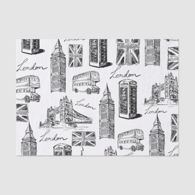 Papier Mousseline Motif de Londres (Recto)