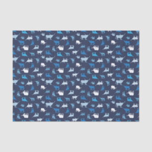 Papier Mousseline Motif de Longhorns à motif bleu