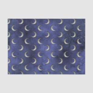 Papier Mousseline Motif de lune grunge vintage bleu de minuit