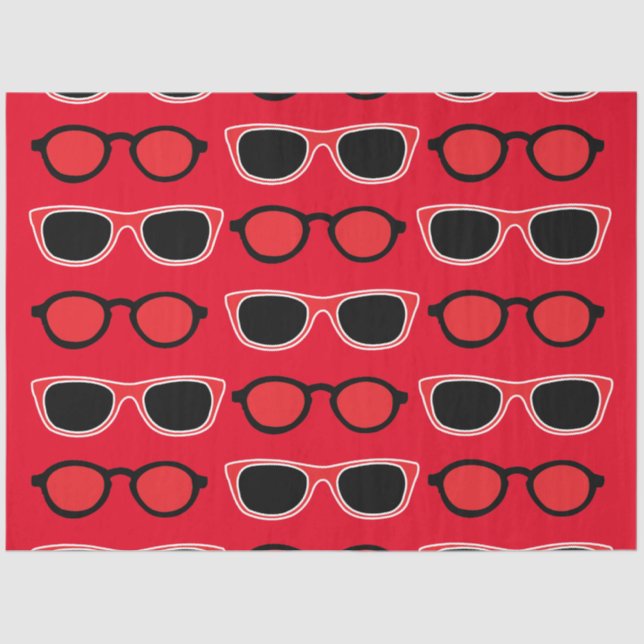 Papier Mousseline Motif de lunettes de soleil rouge noir (Recto)