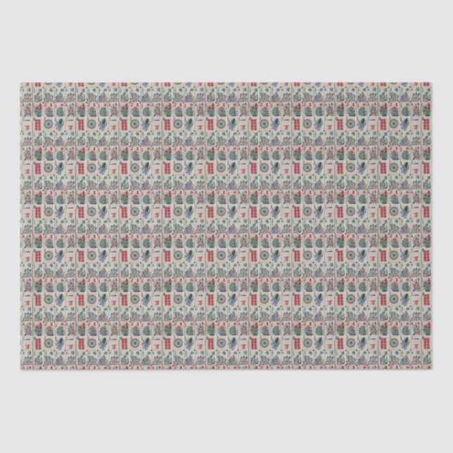 Papier Mousseline Motif de Mahjong Tiles (Recto)