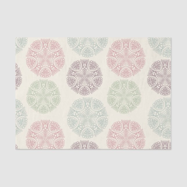 Papier Mousseline Motif de mandala couleur rose bleu pastel (Recto)
