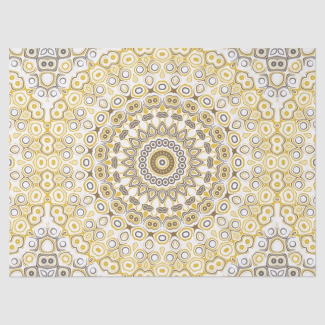 Papier Mousseline Motif de mandala jaune doré (Recto)