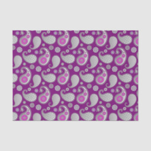 Papier Mousseline Motif de marguerite, gris argenté / gris sur viole