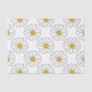 Papier Mousseline Motif de marguerite jaune blanc