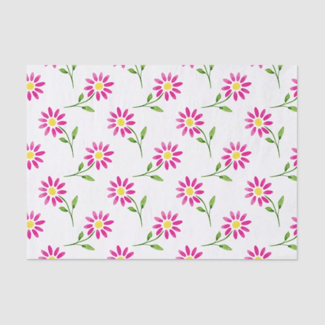 Papier Mousseline Motif de marguerite rose chaud (Recto)