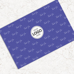 Papier Mousseline Motif de Merci de logo personnalisé bleu