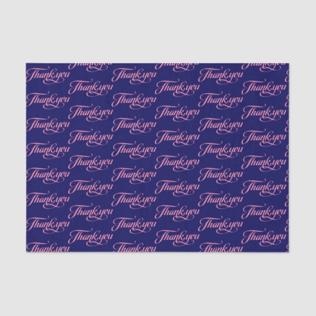 Papier Mousseline Motif De Merci Pastel Rose Et Bleu Foncé (Recto)