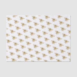 Papier Mousseline Motif de miel en vol en blanc