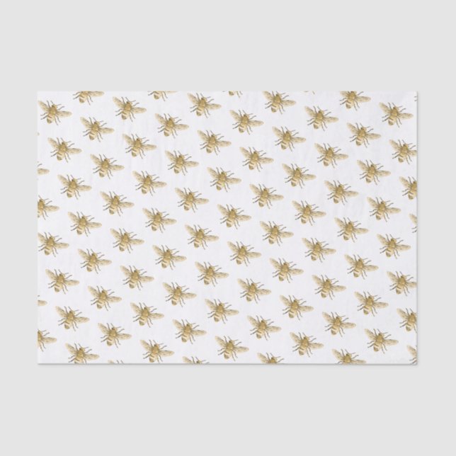 Papier Mousseline Motif de miel en vol en blanc (Recto)