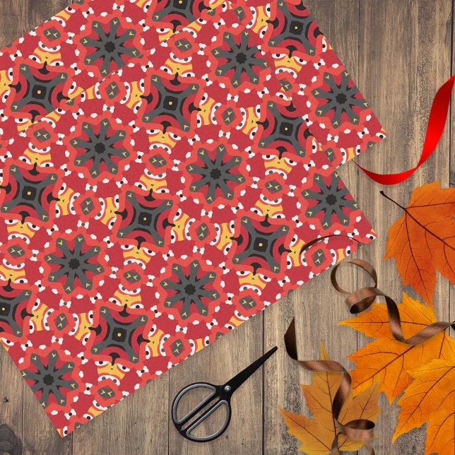 Papier Mousseline Motif de mosaïque arabe d'origine rouge Boho (Créateur téléchargé)