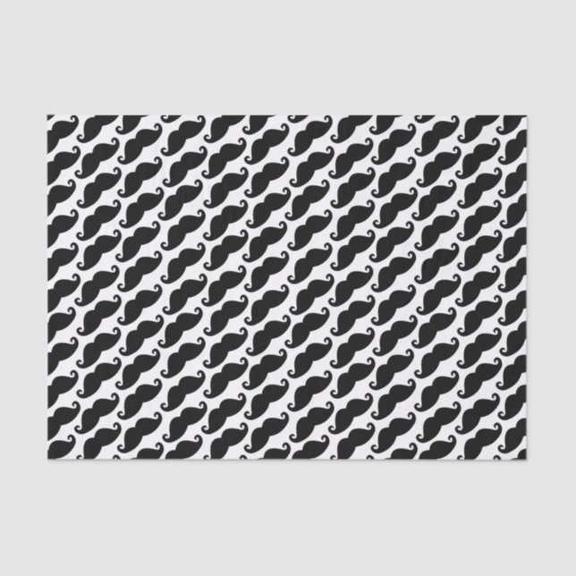 Papier Mousseline Motif de moustache blanc et noir (Recto)