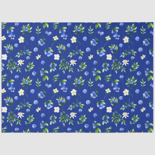 Papier Mousseline Motif de myrtilles et de feuillage (Recto)