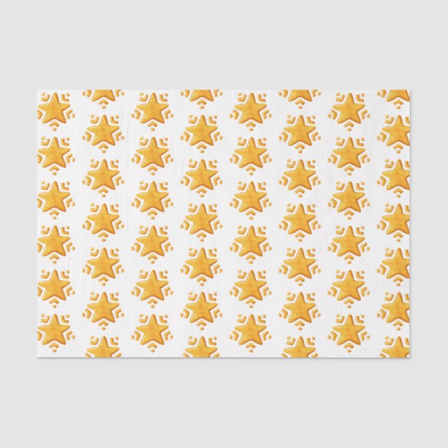 Papier Mousseline Motif de neige de Noël doré (Recto)