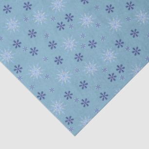 Papier Mousseline Motif de neige d'hiver bleu