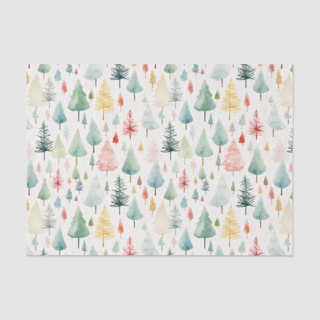 Papier Mousseline Motif de Noël aquarelle (Recto)