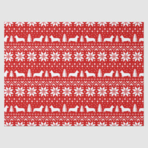 Papier Mousseline Motif de Noël de silhouettes de corgi de Gallois