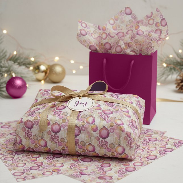 Papier Mousseline Motif de Noël en or Magenta #6 ID1009 (Créateur téléchargé)
