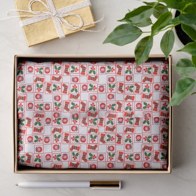Papier Mousseline Motif de Noël festif (Cadeau)