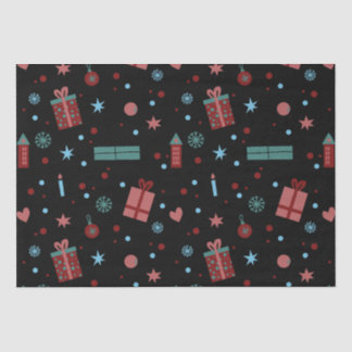 Papier Mousseline Motif de Noël Noir