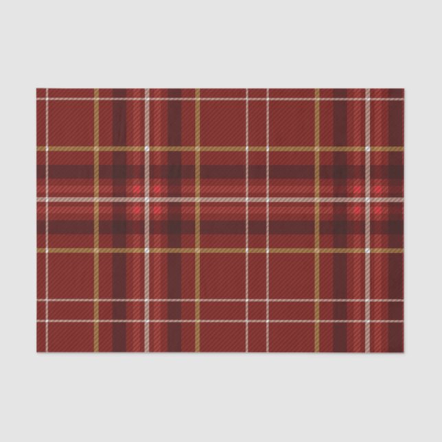 Papier Mousseline Motif de Noël Red Gold Plaid (Recto)