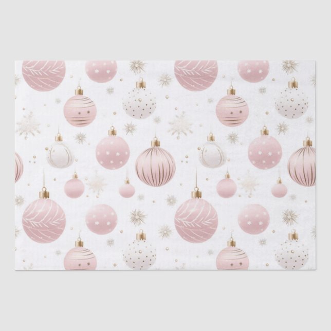 Papier Mousseline Motif de Noël rose (Recto)
