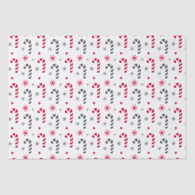 Papier Mousseline Motif de Noël rouge et blanc avec Sucres de canne (Recto)