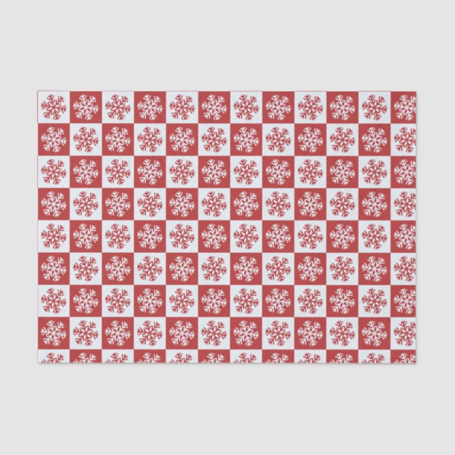 Papier Mousseline motif de Noël rustique rouge et blanc (Recto)