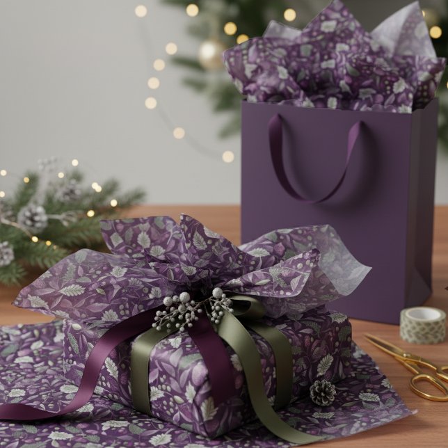Papier Mousseline Motif de Noël Violet Vert #18 ID1009 (Créateur téléchargé)