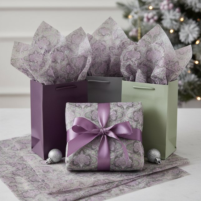 Papier Mousseline Motif de Noël Violet Vert#30 ID1009 (Créateur téléchargé)