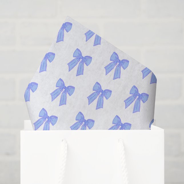 Papier Mousseline Motif de nœud bleu (Sac cadeau)