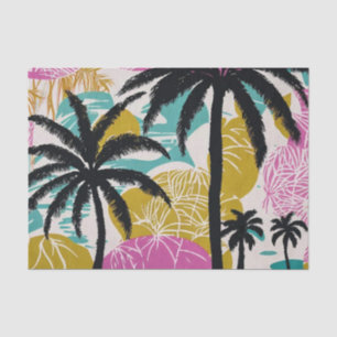 Papier Mousseline Motif de palmiers tropicaux colorés