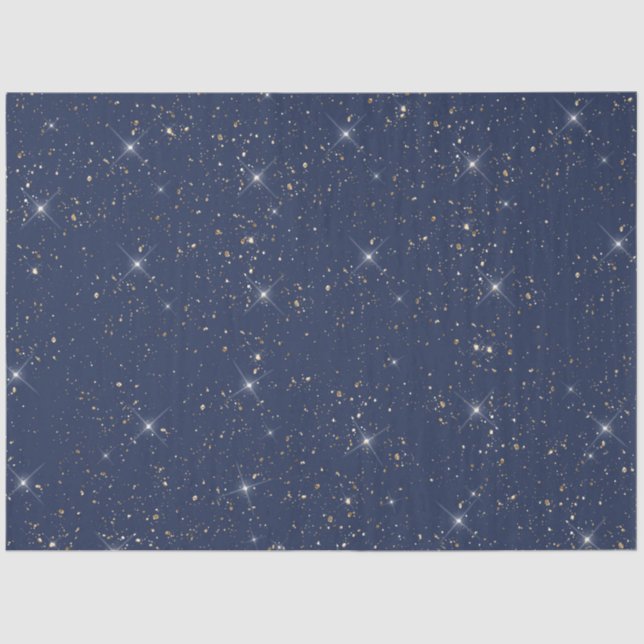 Papier Mousseline Motif de parties scintillant en or brillant bleu m (Recto)