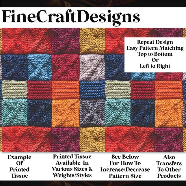 Papier Mousseline Motif de patchwork à carrés tricotés rétro BP4 Déc (Créateur téléchargé)