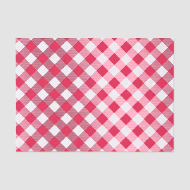 Papier Mousseline Motif de pays En vichy rouge classique (Recto)