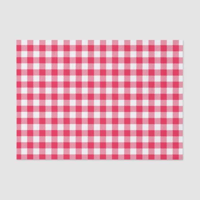 Papier Mousseline Motif de pays En vichy rouge classique (Recto)