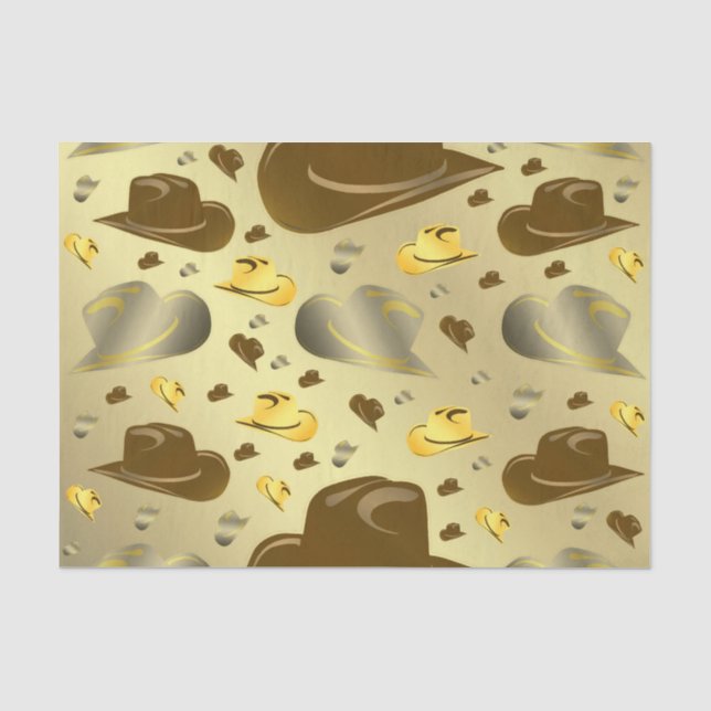 Papier Mousseline motif de petit cowboy dans les tons marron (Recto)