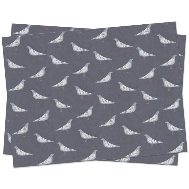 Papier Mousseline Motif de pigeon (Fun pigeon bird pattern dark tissue paper)