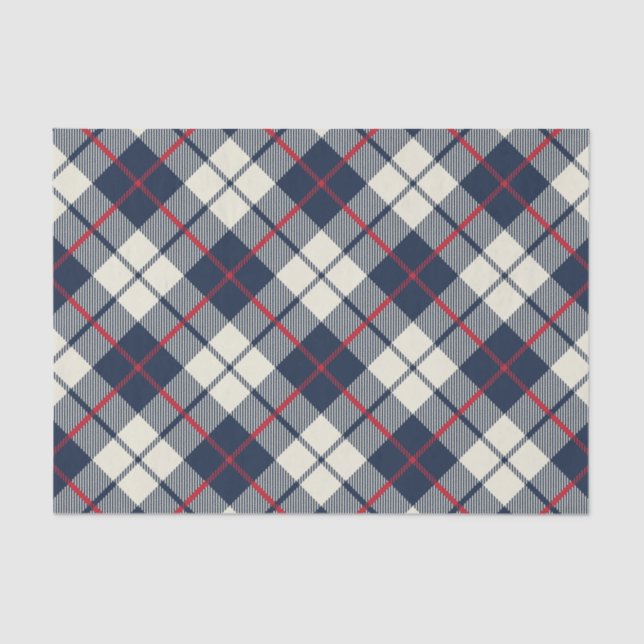 Papier Mousseline Motif de plaid de bleu marine (Recto)
