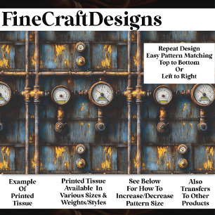 Papier Mousseline Motif de plomberie à vapeur rouillé BM8 Découpage
