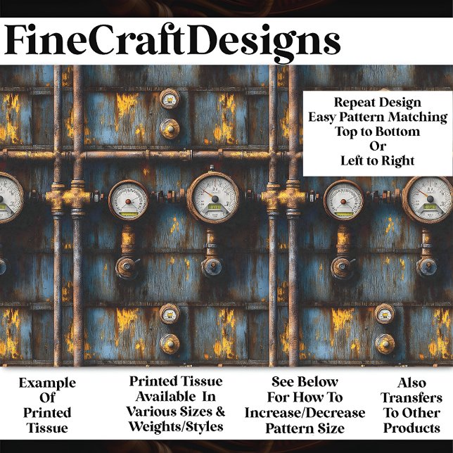 Papier Mousseline Motif de plomberie à vapeur rouillé BM8 Découpage (Créateur téléchargé)